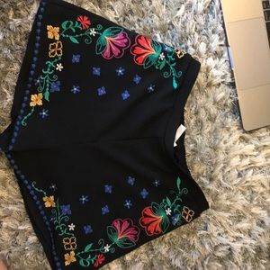 Black floral shorts